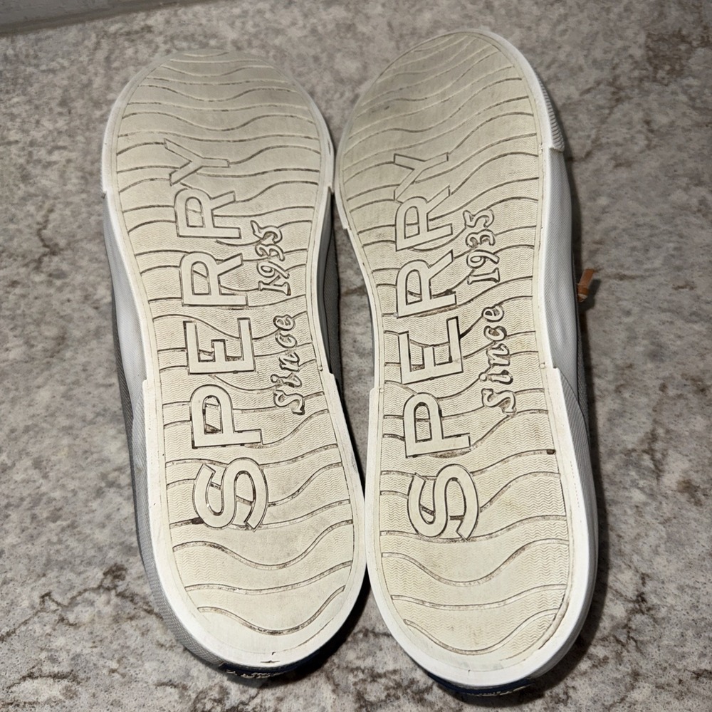 Sperry Pier View Gray Canvas Lace Up Slip-On Sneakers Women's Size 11 No Tie - Picture 10 of 10